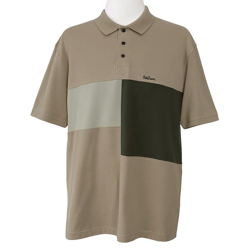 Volcom Stoney Baloney Cotton Polo Shirt - NWT Mens XL‎ Tan / Multi - #48240-A1